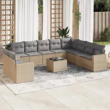   vidaXL 11 részes bézs polyrattan kerti ülőgarnitúra párnákkal