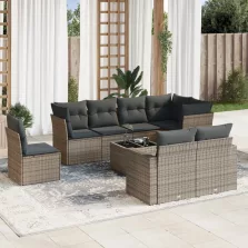   vidaXL 9 részes szürke polyrattan kerti ülőgarnitúra párnákkal