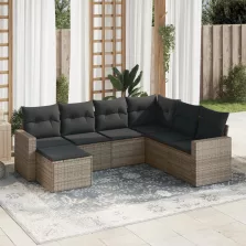   vidaXL 7 részes szürke polyrattan kerti ülőgarnitúra párnákkal