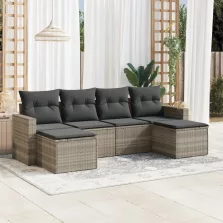   vidaXL 6 részes világosszürke polyrattan kerti ülőgarnitúra párnákkal