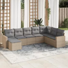   vidaXL 8 részes bézs polyrattan kerti ülőgarnitúra párnával