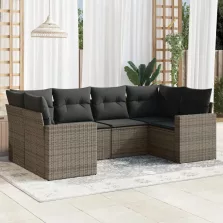   vidaXL 6 részes szürke polyrattan kerti ülőgarnitúra párnákkal