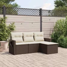   vidaXL 4 részes barna polyrattan kerti ülőgarnitúra párnákkal