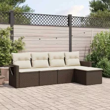   vidaXL 5 részes barna polyrattan kerti ülőgarnitúra párnával