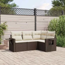   vidaXL 4 részes barna polyrattan kerti ülőgarnitúra párnákkal