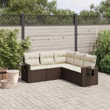   vidaXL 5 részes barna polyrattan kerti ülőgarnitúra párnával