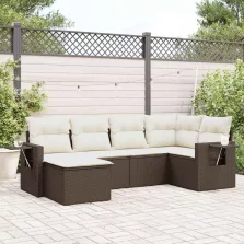   vidaXL 6 részes barna polyrattan kerti ülőgarnitúra párnával