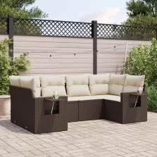   vidaXL 6 részes barna polyrattan kerti ülőgarnitúra párnával
