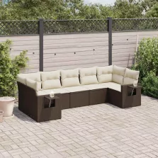   vidaXL 7 részes barna polyrattan kerti ülőgarnitúra párnákkal