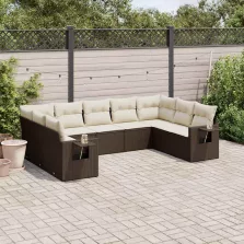   vidaXL 9 részes barna polyrattan kerti ülőgarnitúra párnákkal