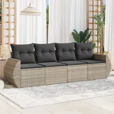   vidaXL 4 részes világosszürke polyrattan kerti ülőgarnitúra párnákkal