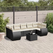   vidaXL 8 részes fekete polyrattan kerti ülőgarnitúra párnákkal