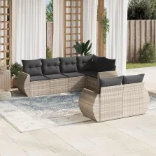   vidaXL 7 részes világosszürke polyrattan kerti ülőgarnitúra párnákkal