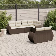   vidaXL 7 részes barna polyrattan kerti ülőgarnitúra párnákkal