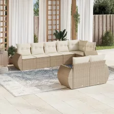   vidaXL 8 részes bézs polyrattan kerti ülőgarnitúra párnával