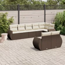  vidaXL 8 részes barna polyrattan kerti ülőgarnitúra párnákkal