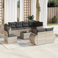   vidaXL 9 részes világosszürke polyrattan kerti ülőgarnitúra párnával