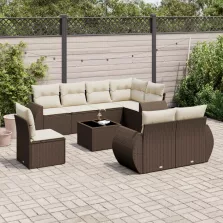   vidaXL 9 részes barna polyrattan kerti ülőgarnitúra párnákkal