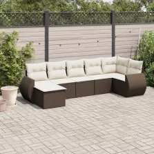   vidaXL 7 részes barna polyrattan kerti ülőgarnitúra párnákkal