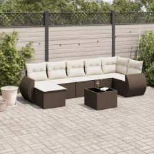   vidaXL 8 részes barna polyrattan kerti ülőgarnitúra párnákkal