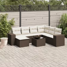   vidaXL 8 részes barna polyrattan kerti ülőgarnitúra párnákkal