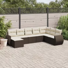   vidaXL 8 részes barna polyrattan kerti ülőgarnitúra párnákkal