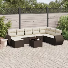  vidaXL 9 részes barna polyrattan kerti ülőgarnitúra párnákkal