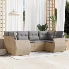   vidaXL 6 részes bézs polyrattan kerti ülőgarnitúra párnával