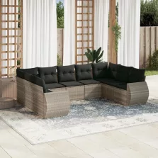   vidaXL 9 részes világosszürke polyrattan kerti ülőgarnitúra párnával
