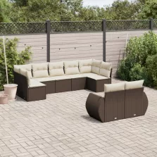   vidaXL 9 részes barna polyrattan kerti ülőgarnitúra párnákkal