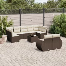   vidaXL 10 részes barna polyrattan kerti ülőgarnitúra párnákkal