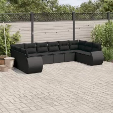   vidaXL 10 részes fekete polyrattan kerti ülőgarnitúra párnákkal