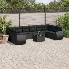   vidaXL 11 részes fekete polyrattan kerti ülőgarnitúra párnákkal