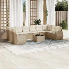   vidaXL 11 részes bézs polyrattan kerti ülőgarnitúra párnákkal