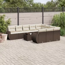  vidaXL 11 részes barna polyrattan kerti ülőgarnitúra párnákkal