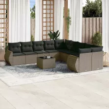   vidaXL 11 részes világosszürke polyrattan kerti ülőgarnitúra párnákkal