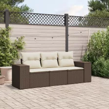   vidaXL 3 részes barna polyrattan kerti ülőgarnitúra párnával