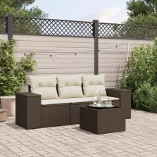   vidaXL 4 részes barna polyrattan kerti ülőgarnitúra párnákkal