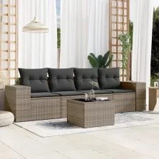   vidaXL 5 részes szürke polyrattan kerti ülőgarnitúra párnákkal
