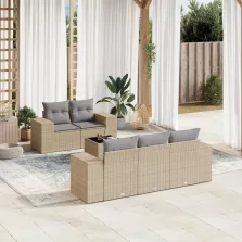   vidaXL 6 részes bézs polyrattan kerti ülőgarnitúra párnával