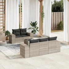   vidaXL 6 részes világosszürke polyrattan kerti ülőgarnitúra párnákkal