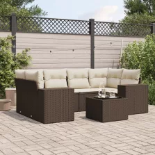   vidaXL 7 részes barna polyrattan kerti ülőgarnitúra párnákkal