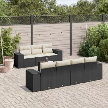   vidaXL 8 részes fekete polyrattan kerti ülőgarnitúra párnákkal