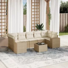   vidaXL 8 részes bézs polyrattan kerti ülőgarnitúra párnával