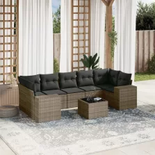   vidaXL 8 részes szürke polyrattan kerti ülőgarnitúra párnákkal