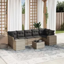   vidaXL 8 részes világosszürke polyrattan kerti ülőgarnitúra párnával