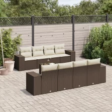   vidaXL 9 részes barna polyrattan kerti ülőgarnitúra párnákkal