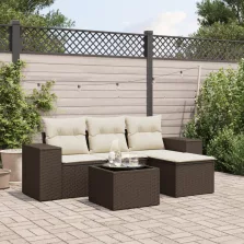   vidaXL 5 részes barna polyrattan kerti ülőgarnitúra párnával