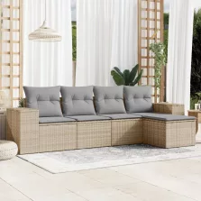   vidaXL 5 részes bézs polyrattan kerti ülőgarnitúra párnákkal