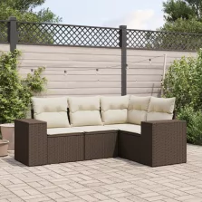   vidaXL 4 részes barna polyrattan kerti ülőgarnitúra párnákkal